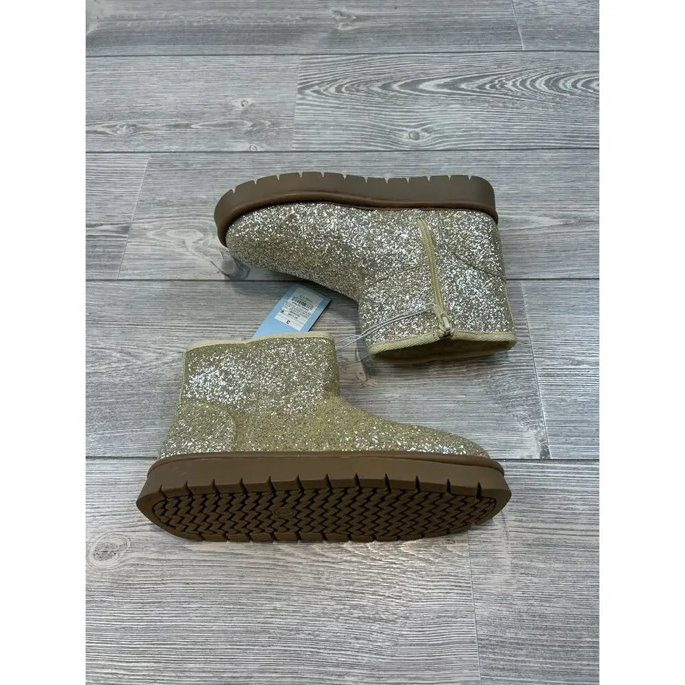 Cat & Jack Girls' Honor Faux Suede Boots Gold Size 3 NWT